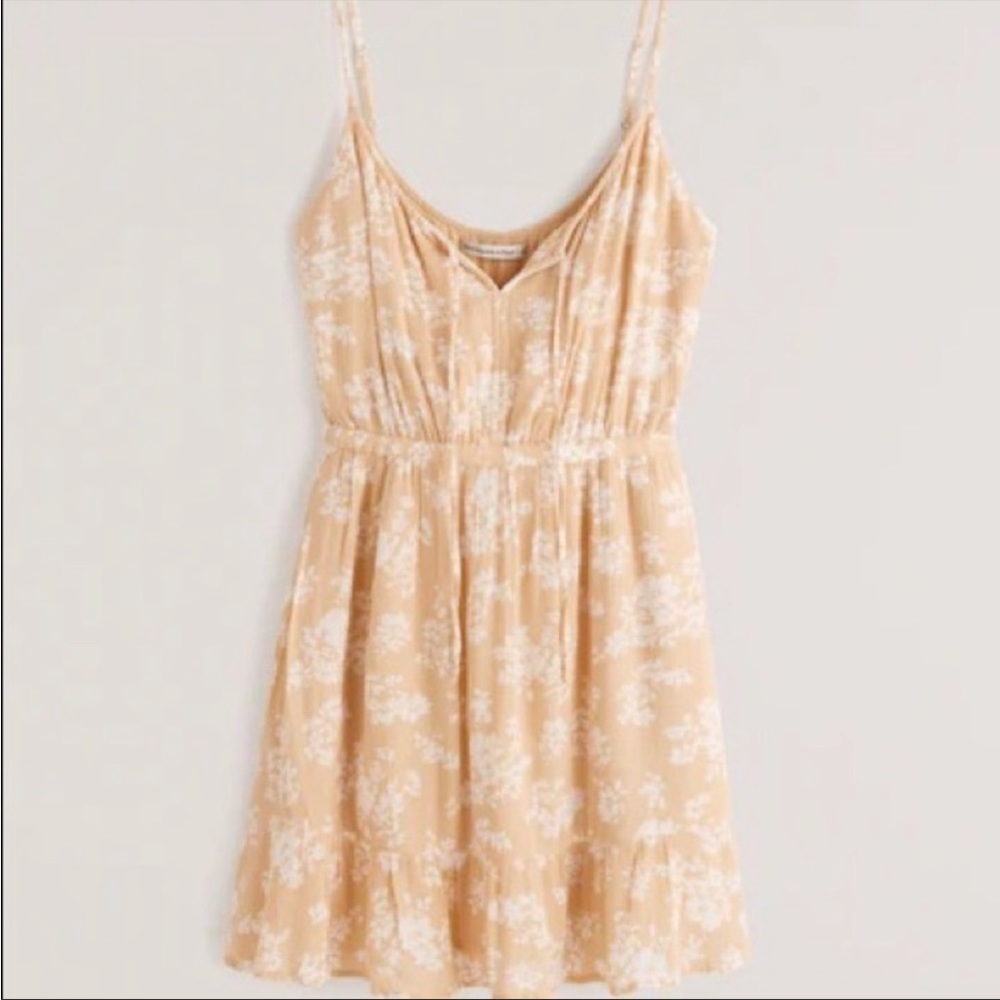 Abercrombie & Fitch Yellow Floral Easy Waist Tie Dress